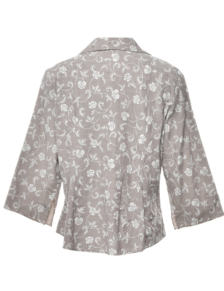 Floral Grey Shirt - L