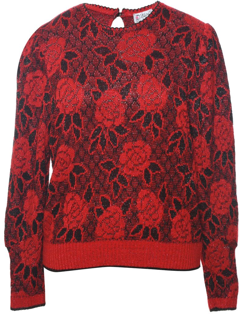 Floral Knit Jumper - L