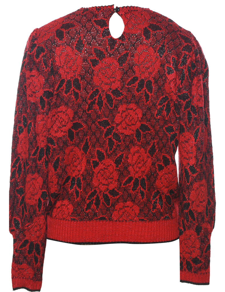Floral Knit Jumper - L