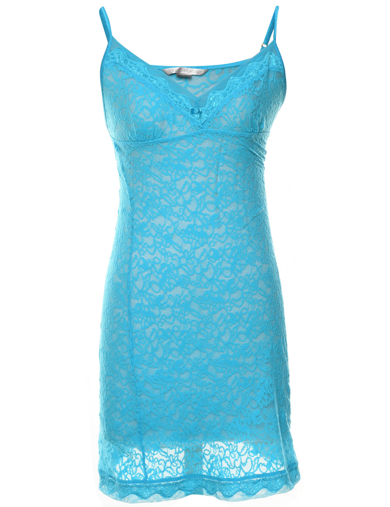 Floral Lace Light Blue Victoria's Secret Slip Dress - XS