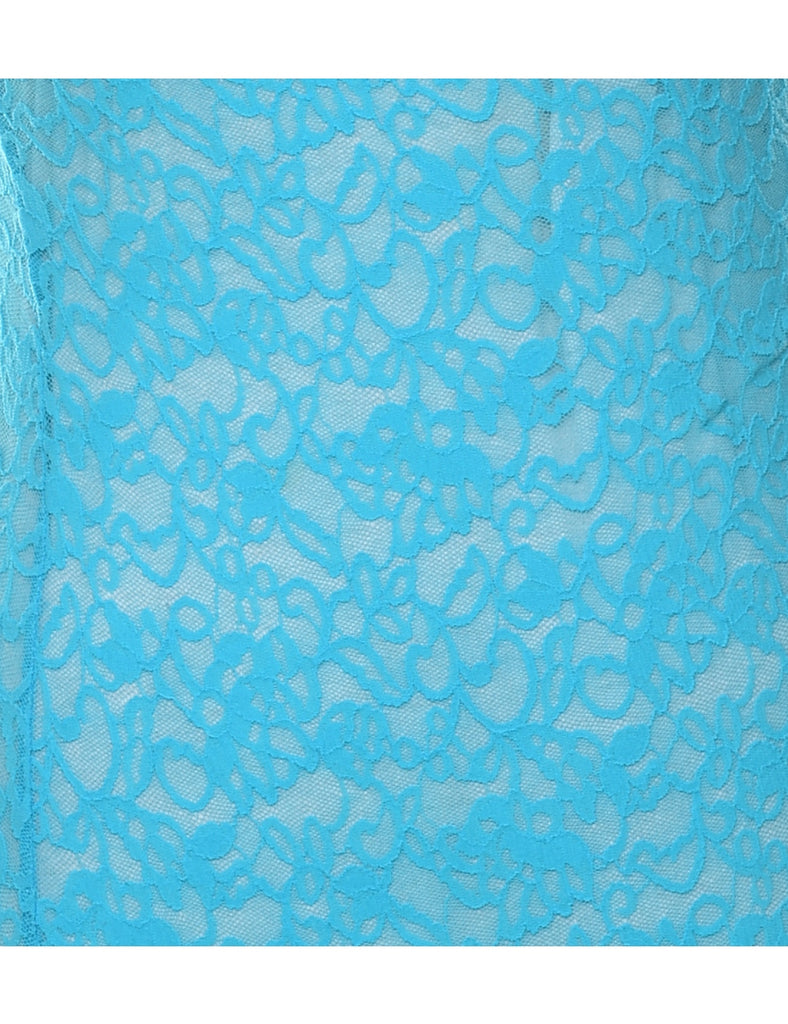 Floral Lace Light Blue Victoria's Secret Slip Dress - XS