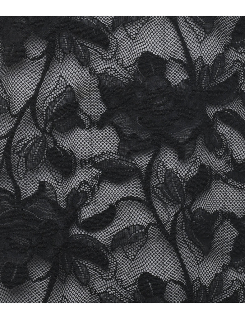 Floral Lace Sheer Slip Dress - L