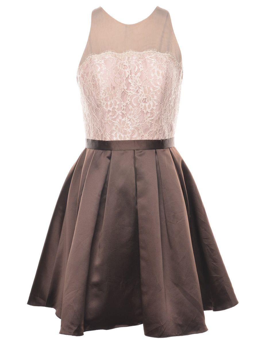 Women's Floral Lace Skater Dress Brown, S | Beyond Retro Women's Floral Lace Skater Dress Brown, S | Beyond Retro