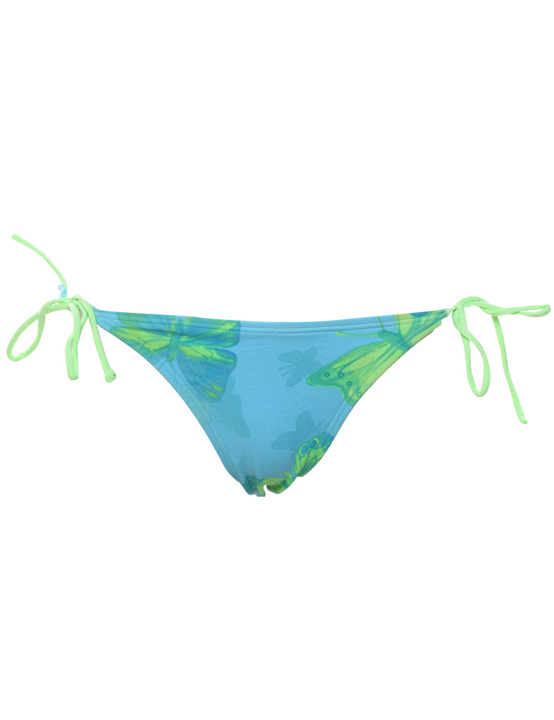 Floral Light Green & Light Blue Bikini Bottoms - M