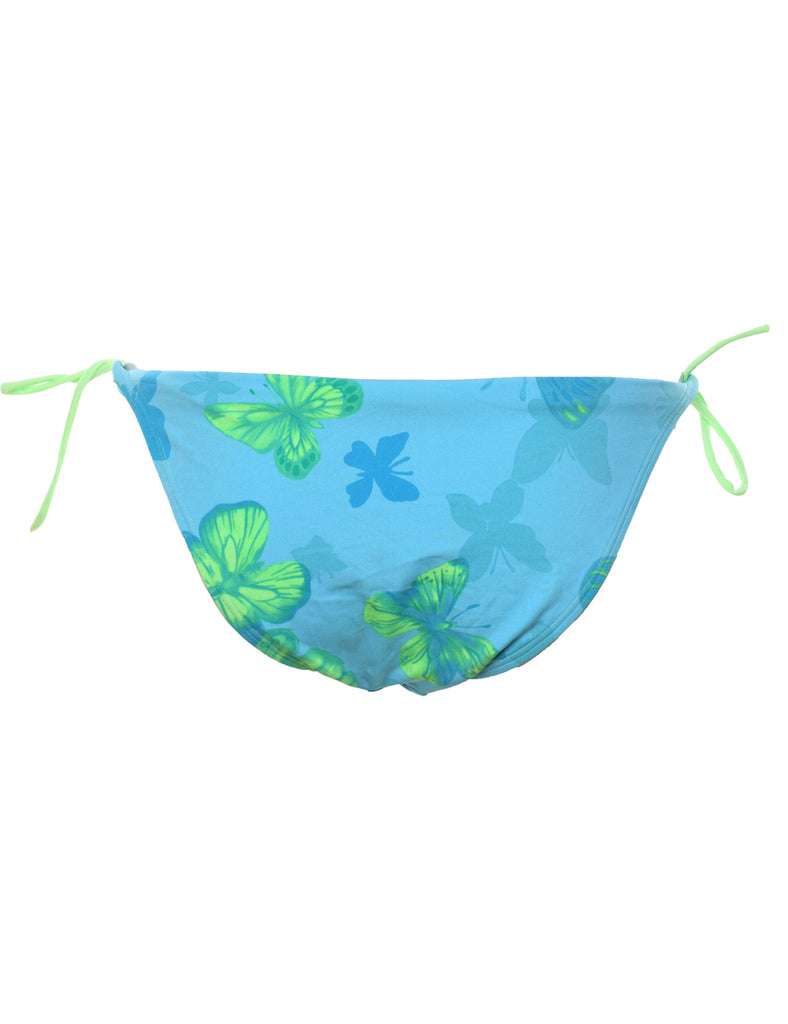 Floral Light Green & Light Blue Bikini Bottoms - M
