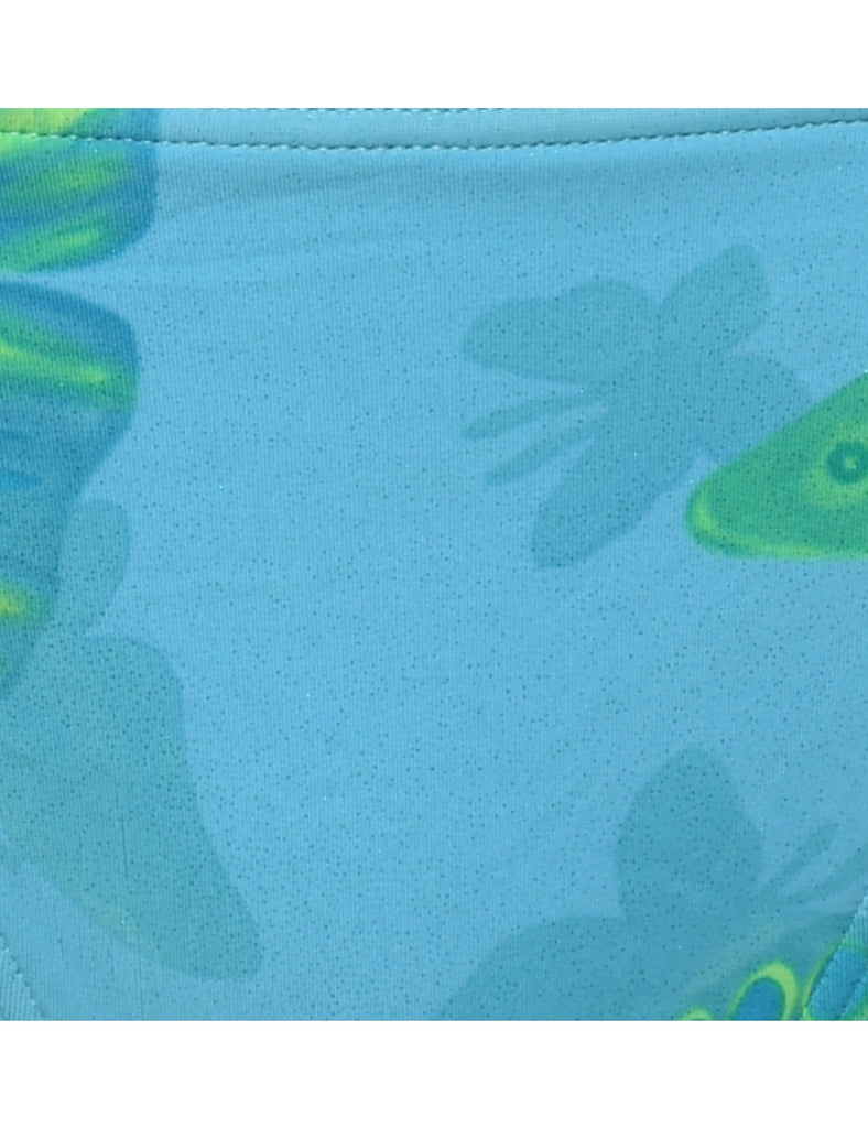 Floral Light Green & Light Blue Bikini Bottoms - M