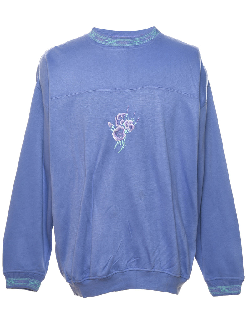Floral Lilac 1990s Sweatshirt - L