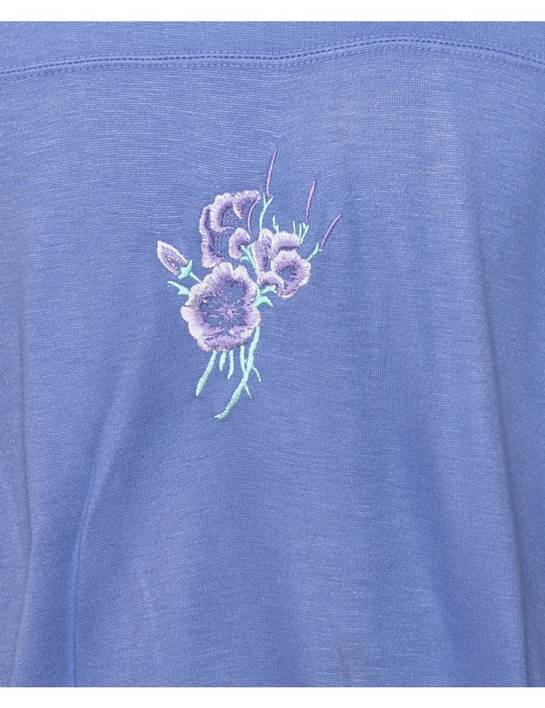 Floral Lilac 1990s Sweatshirt - L