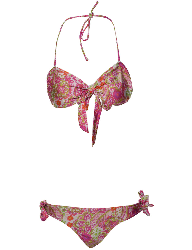 Floral Multi-Colour Strappy Bikini  - M
