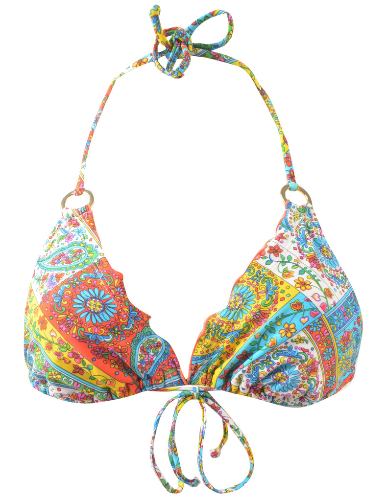 Floral Multi-Colour Strappy Bikini Top - S