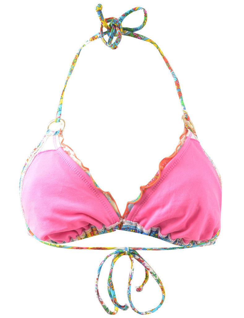 Floral Multi-Colour Strappy Bikini Top - S