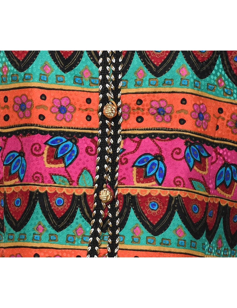 Floral Pattern 1980s Multi-Colour Jacket - M