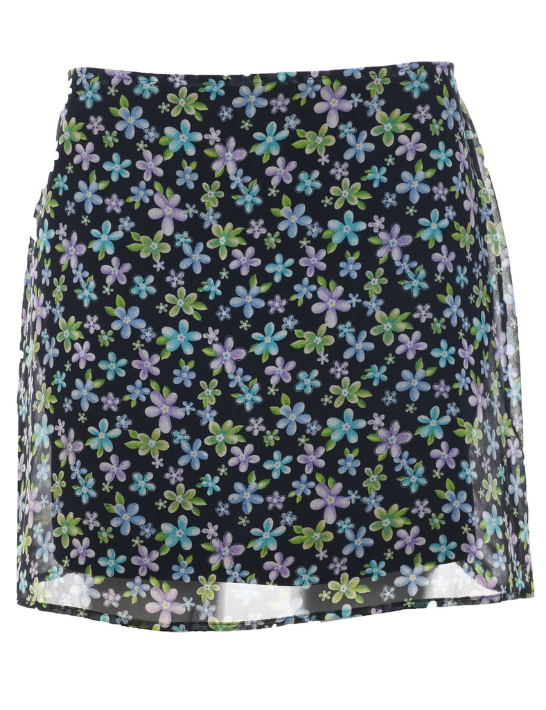Floral Pattern A-line Skirt - M