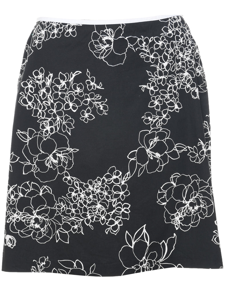 Floral Pattern A-line Skirt - M
