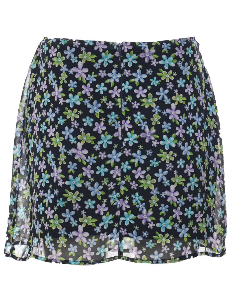 Floral Pattern A-line Skirt - M
