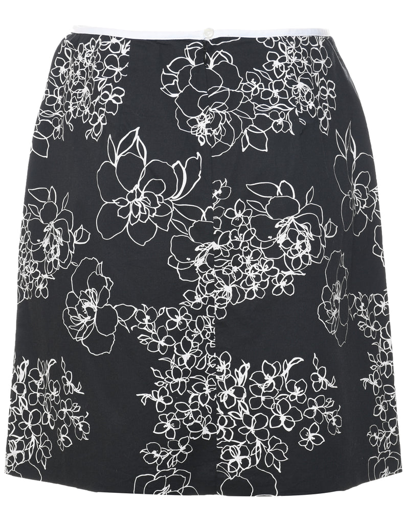 Floral Pattern A-line Skirt - M