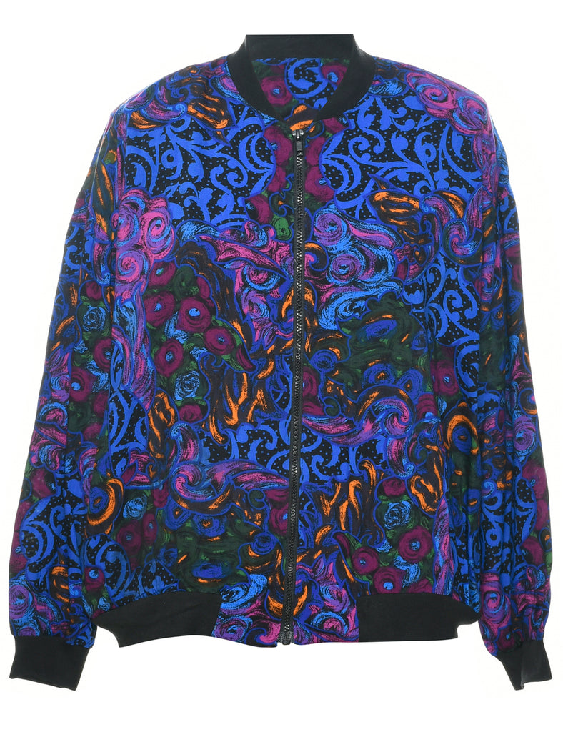 Floral Pattern Bomber Jacket - M
