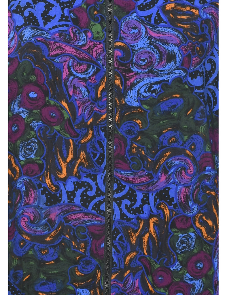 Floral Pattern Bomber Jacket - M