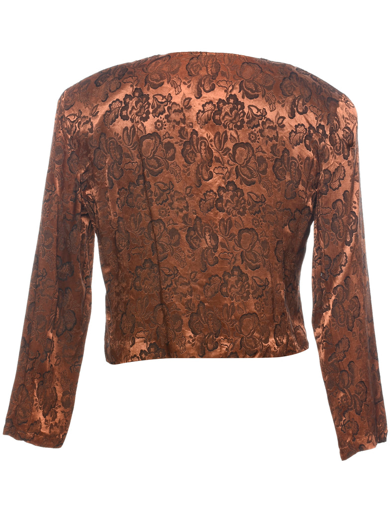 Floral Pattern Copper 1990s Evening Jacket - M