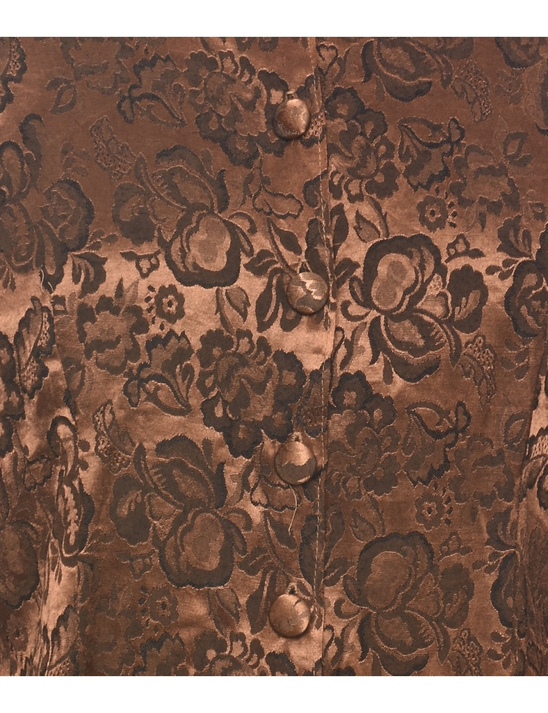 Floral Pattern Copper 1990s Evening Jacket - M