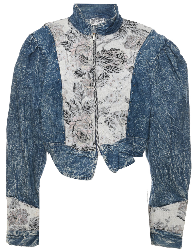 Floral Pattern Denim Jacket - S