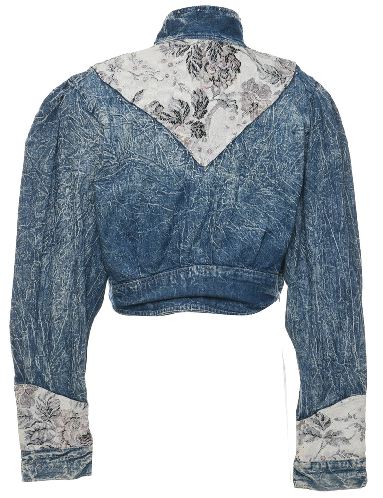 Floral Pattern Denim Jacket - S