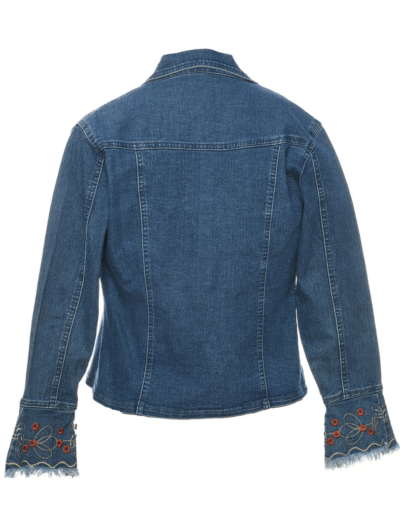 Floral Pattern Denim Jacket - M