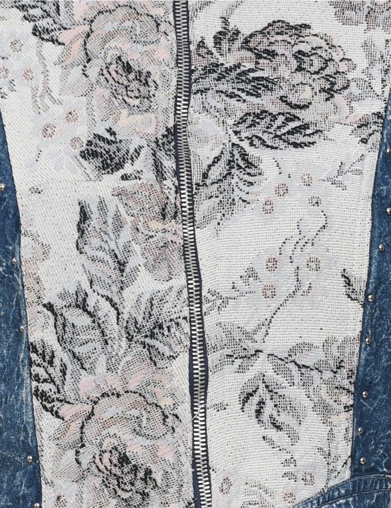 Floral Pattern Denim Jacket - S