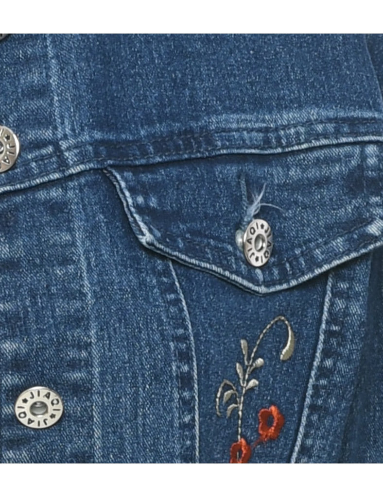 Floral Pattern Denim Jacket - M