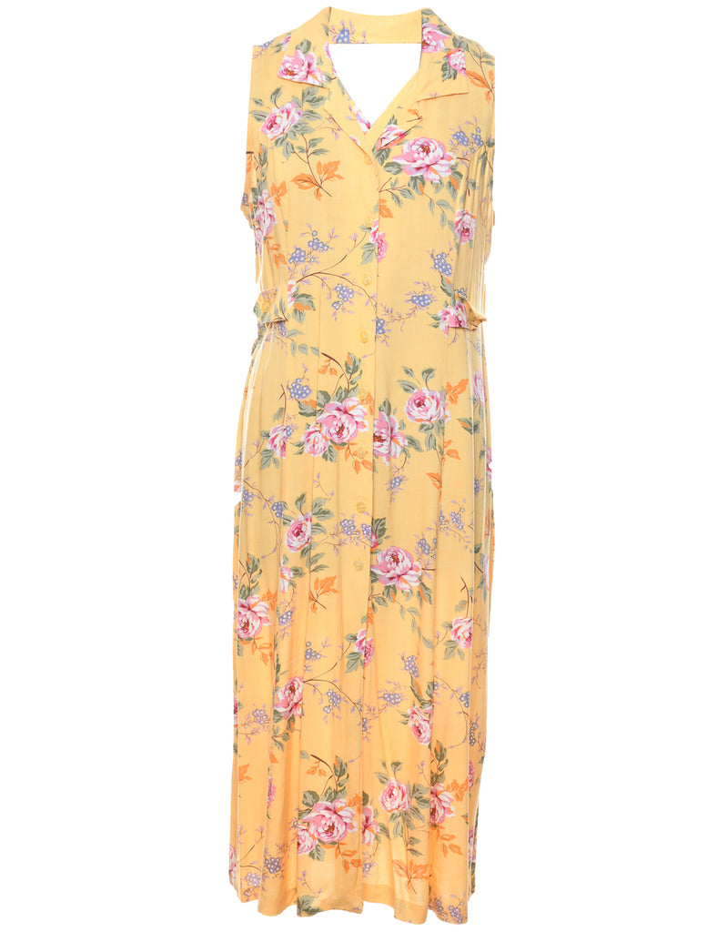 beyond retro dresses Women's Floral Pattern Dress Yellow, XL