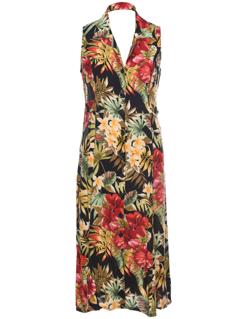 Floral Pattern Dress - L