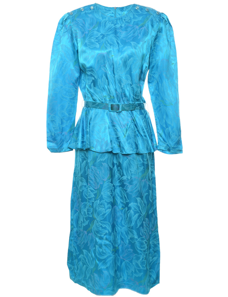 Floral Pattern Evening Dress - L