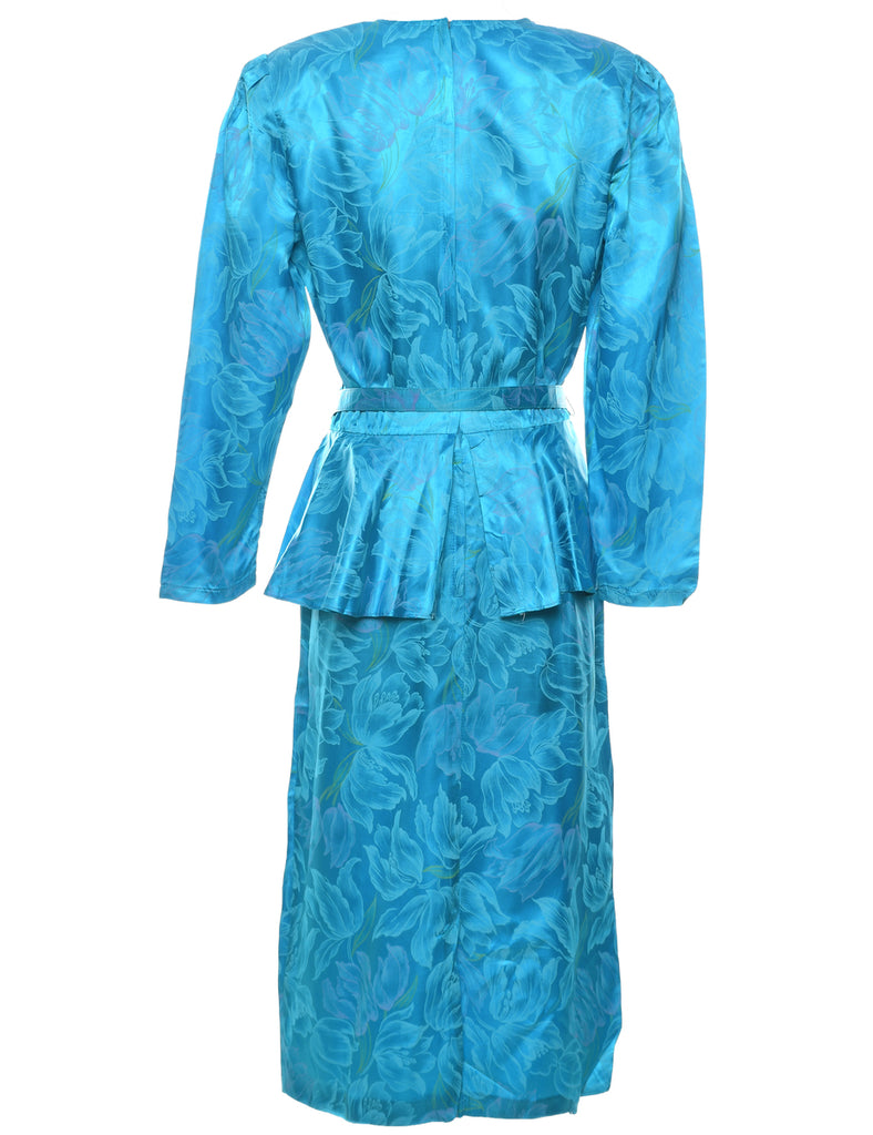 Floral Pattern Evening Dress - L