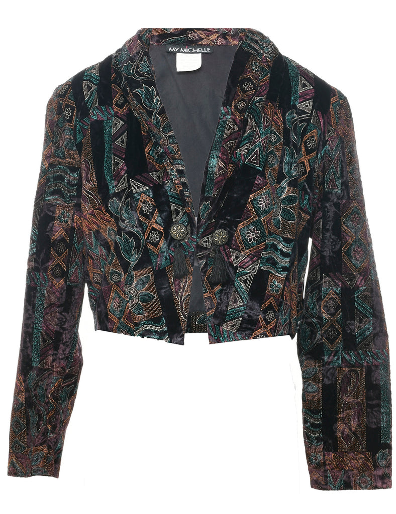 Floral Pattern Evening Jacket - M