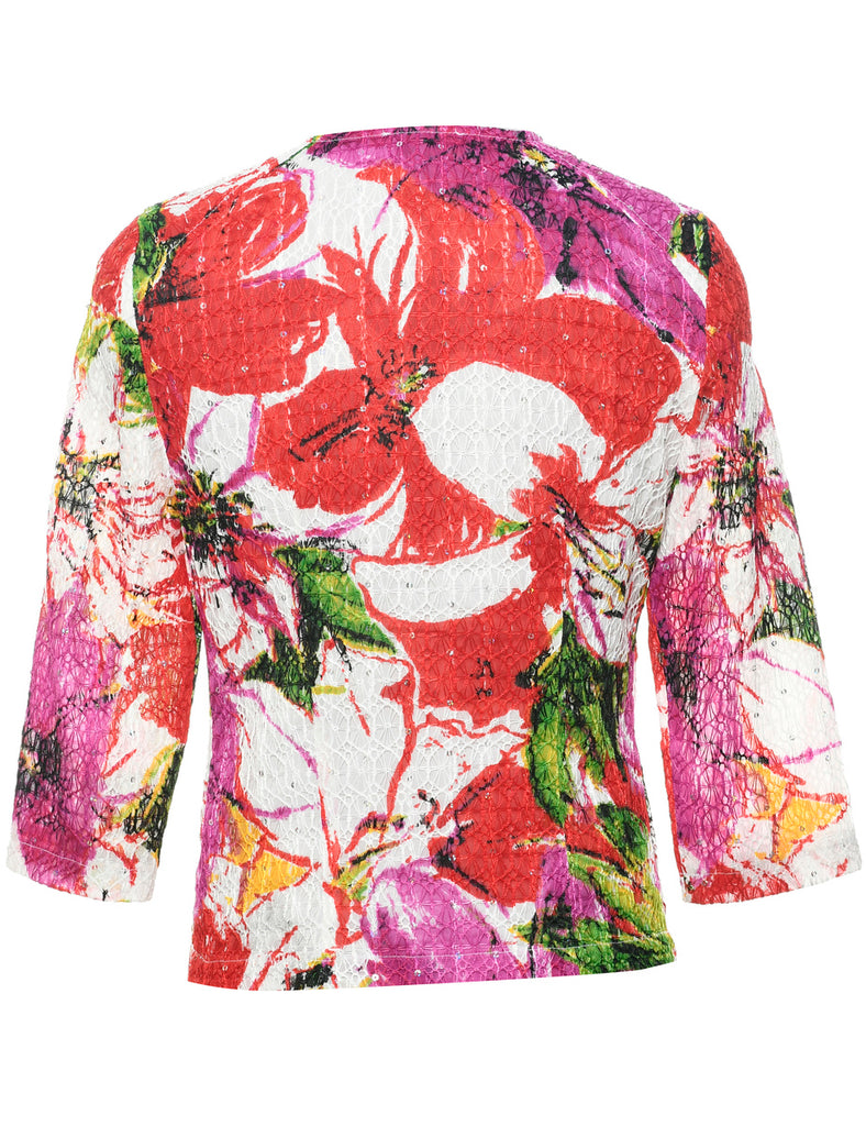 Floral Pattern Evening Jacket - XS