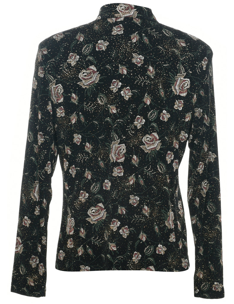 Floral Pattern Evening Jacket - M