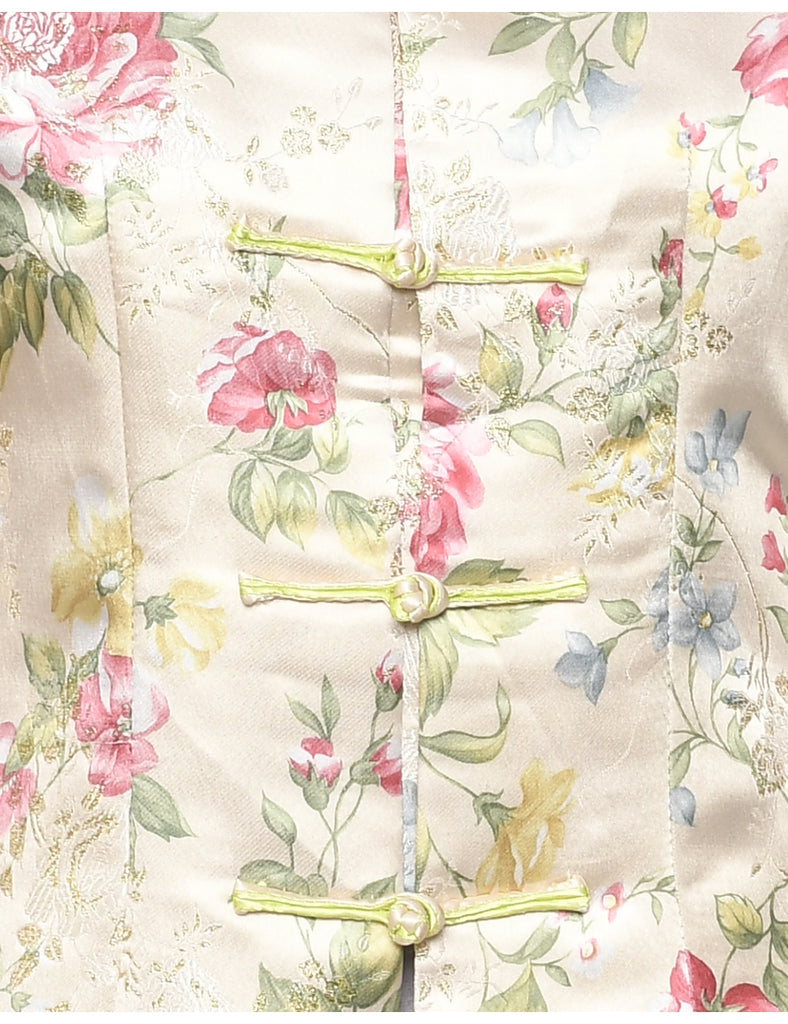 Floral Pattern Evening Jacket - M