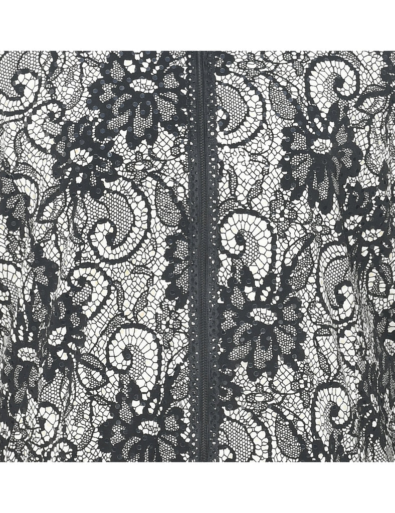 Floral Pattern Evening Jacket - M
