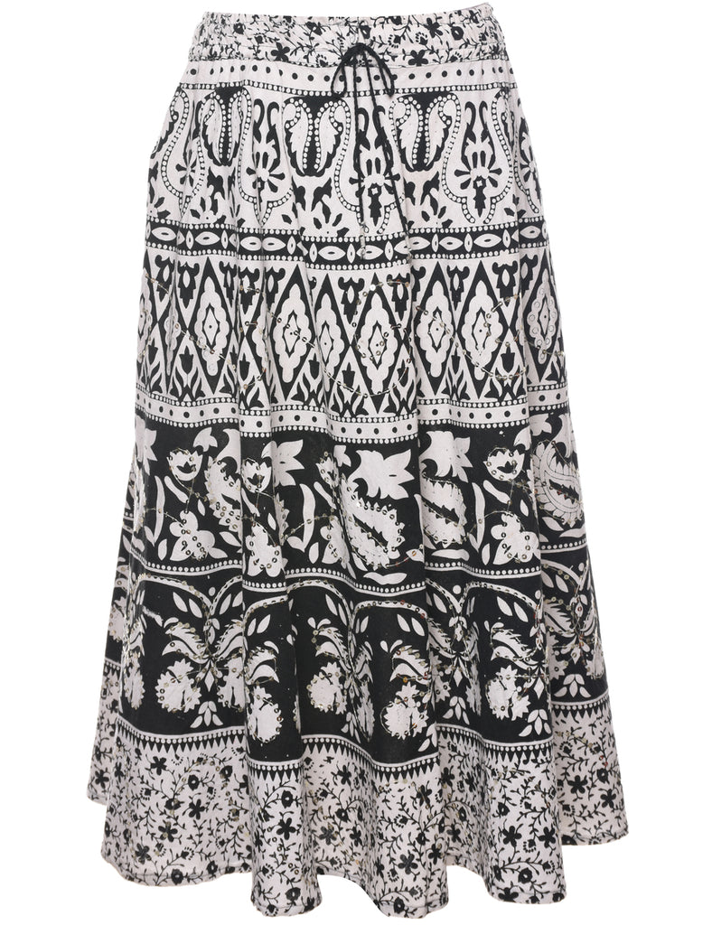 Floral Pattern Flared Skirt - XS
