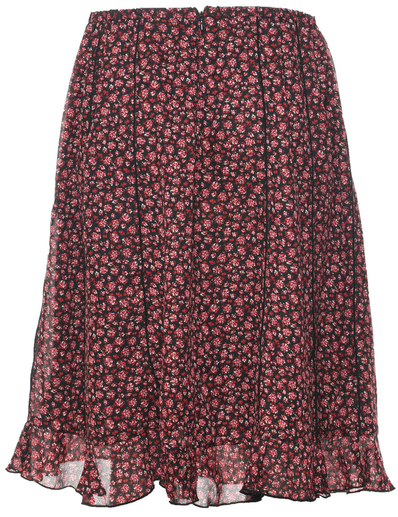 Floral Pattern Flared Skirt - M