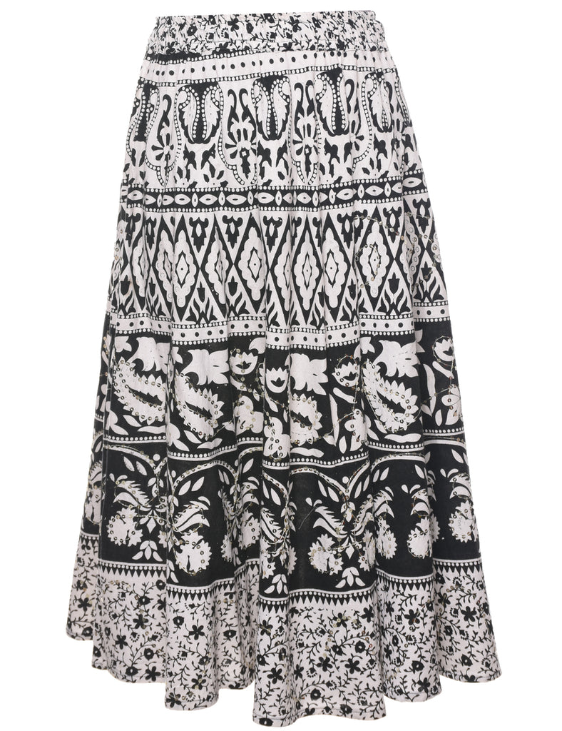 Floral Pattern Flared Skirt - XS