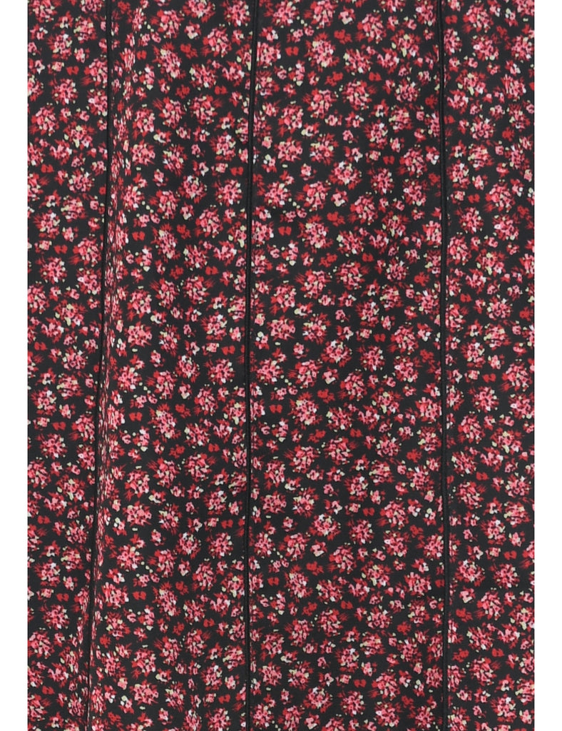 Floral Pattern Flared Skirt - M