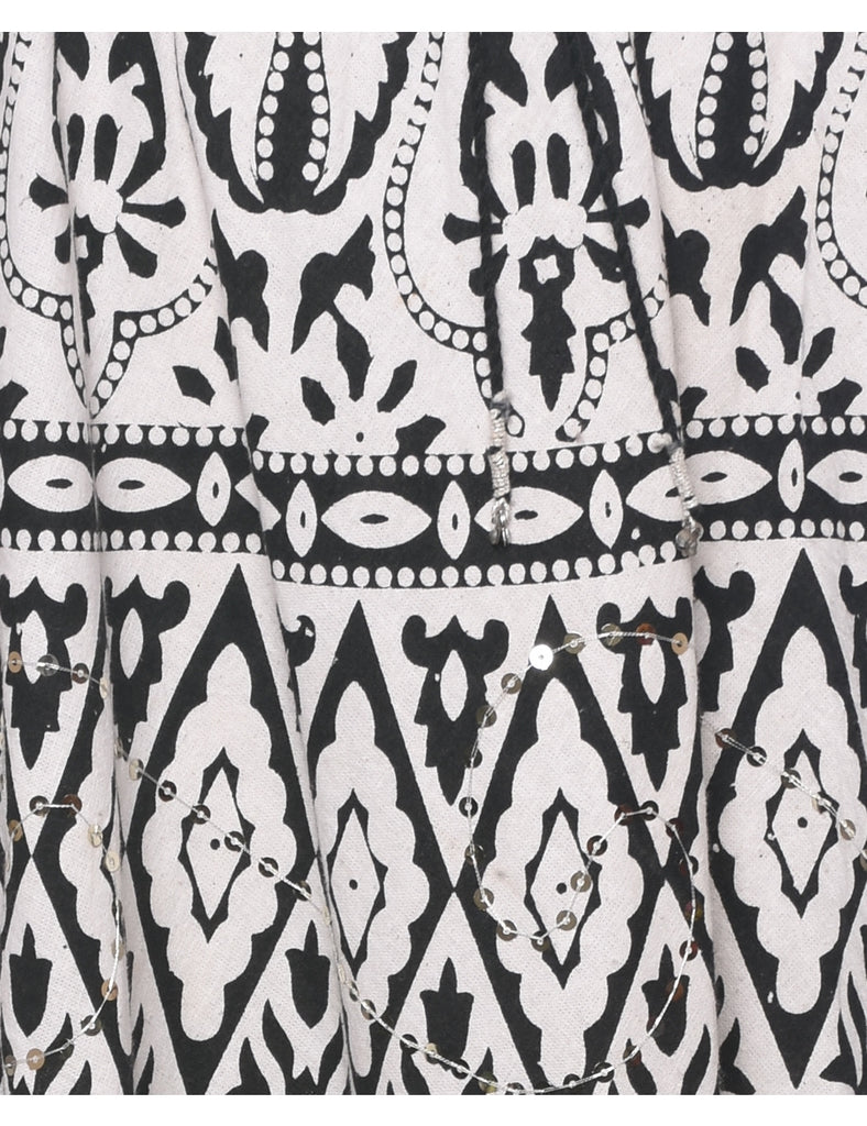 Floral Pattern Flared Skirt - XS