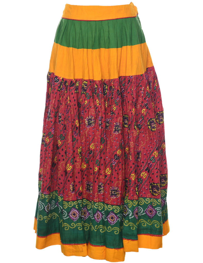 Floral Pattern Full Skirt - L