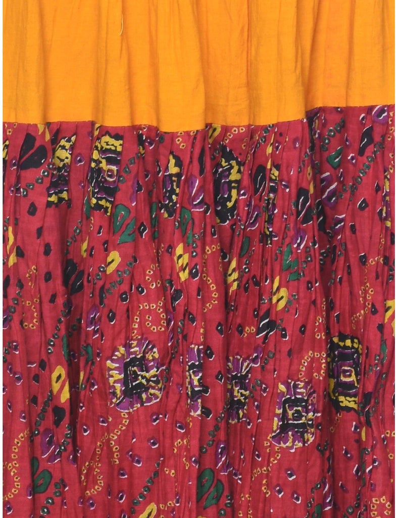Floral Pattern Full Skirt - L