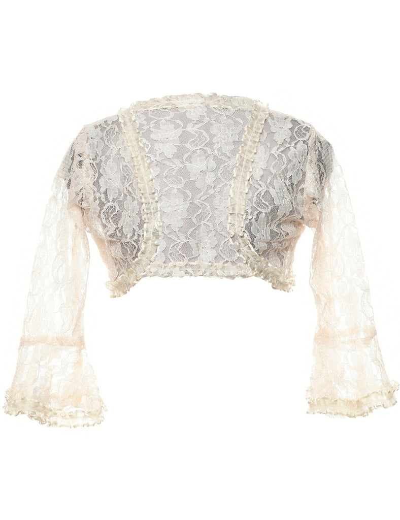 Floral Pattern Lace Bolero Jacket - M