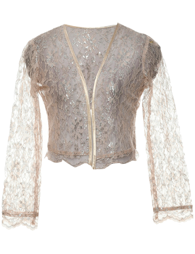Floral Pattern Lace Evening Jacket - M