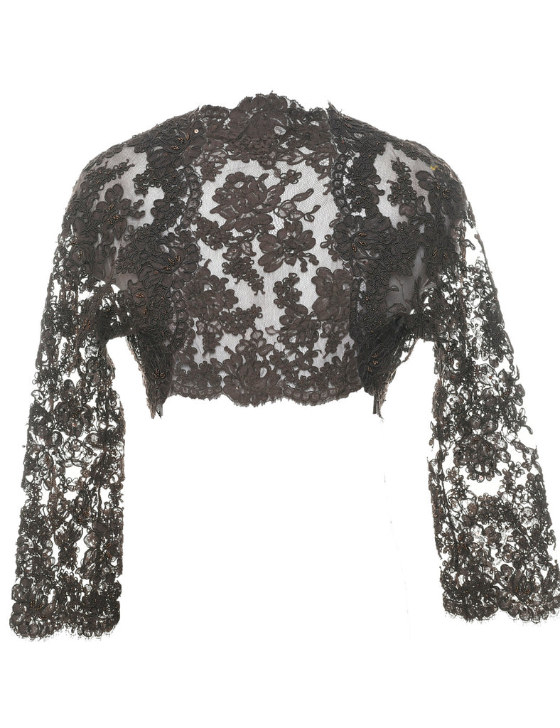 Floral Pattern Lace Evening Jacket - S