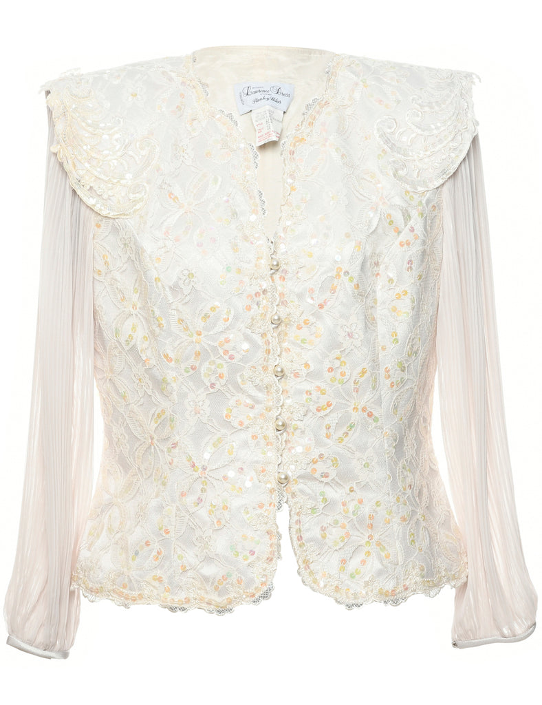 Floral Pattern Lace Evening Jacket - M