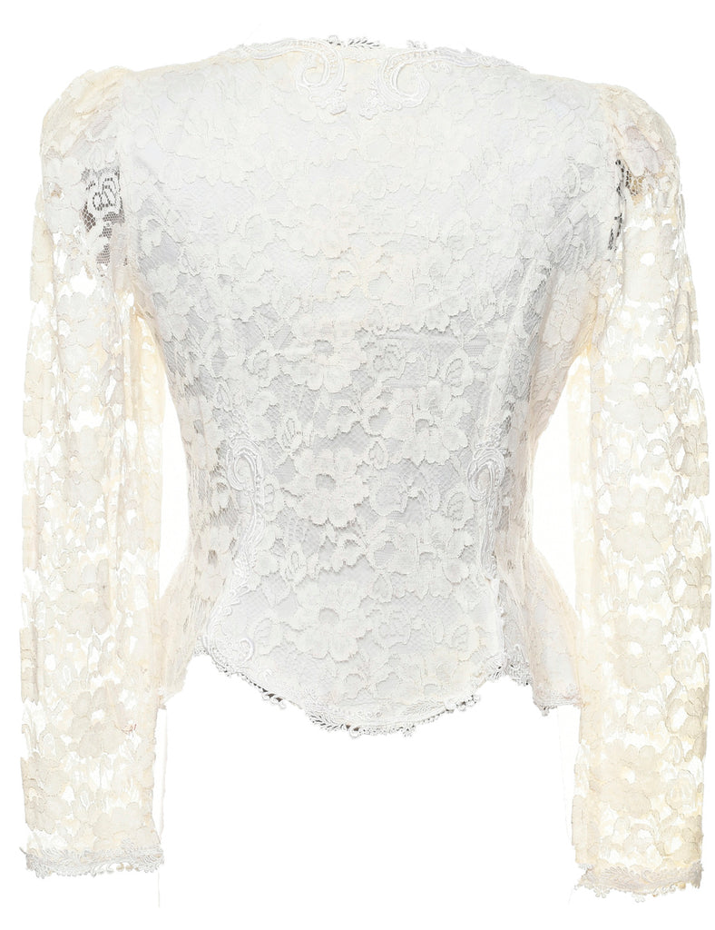 Floral Pattern Lace Evening Jacket - M